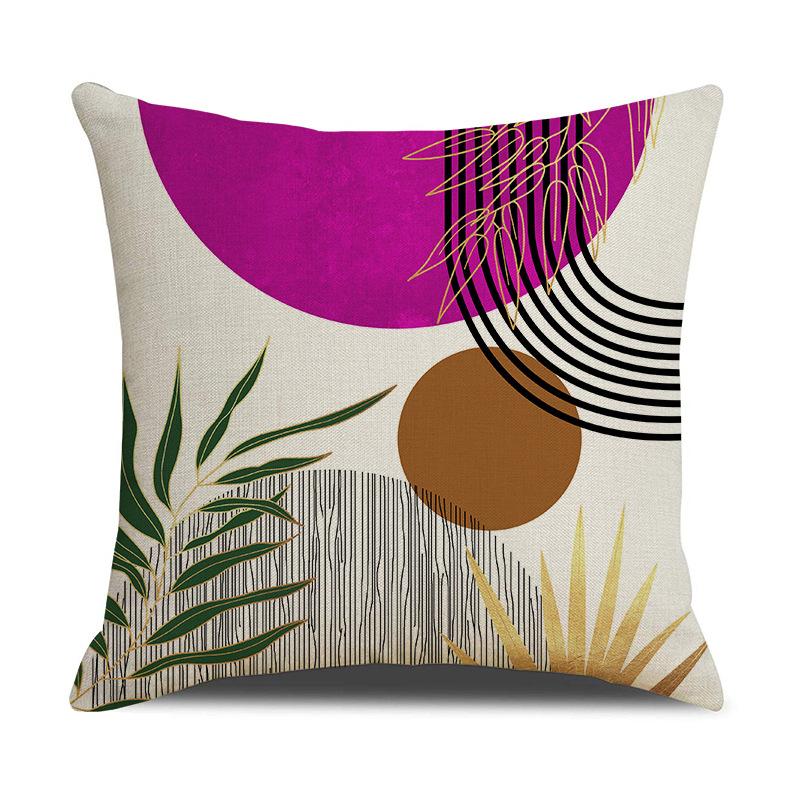 

Morandi Geometric Pillow Cover Linen Abstract Print Decorative Sofa Cushion Bedroom Bedside Cushion 45 * 45Cm (pillowcase only)