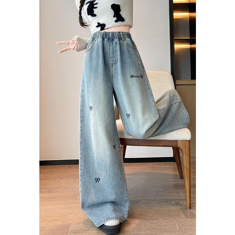 Women s High Waisted Wide Leg Jeans Loose Fit Floor Length Denim Pants For Curvy L синий