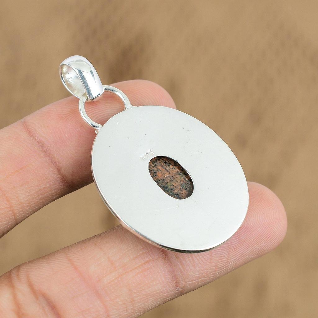 Anniversary Gift For Her Natural Grass Garnet Gemstone Pendant 925 Silver