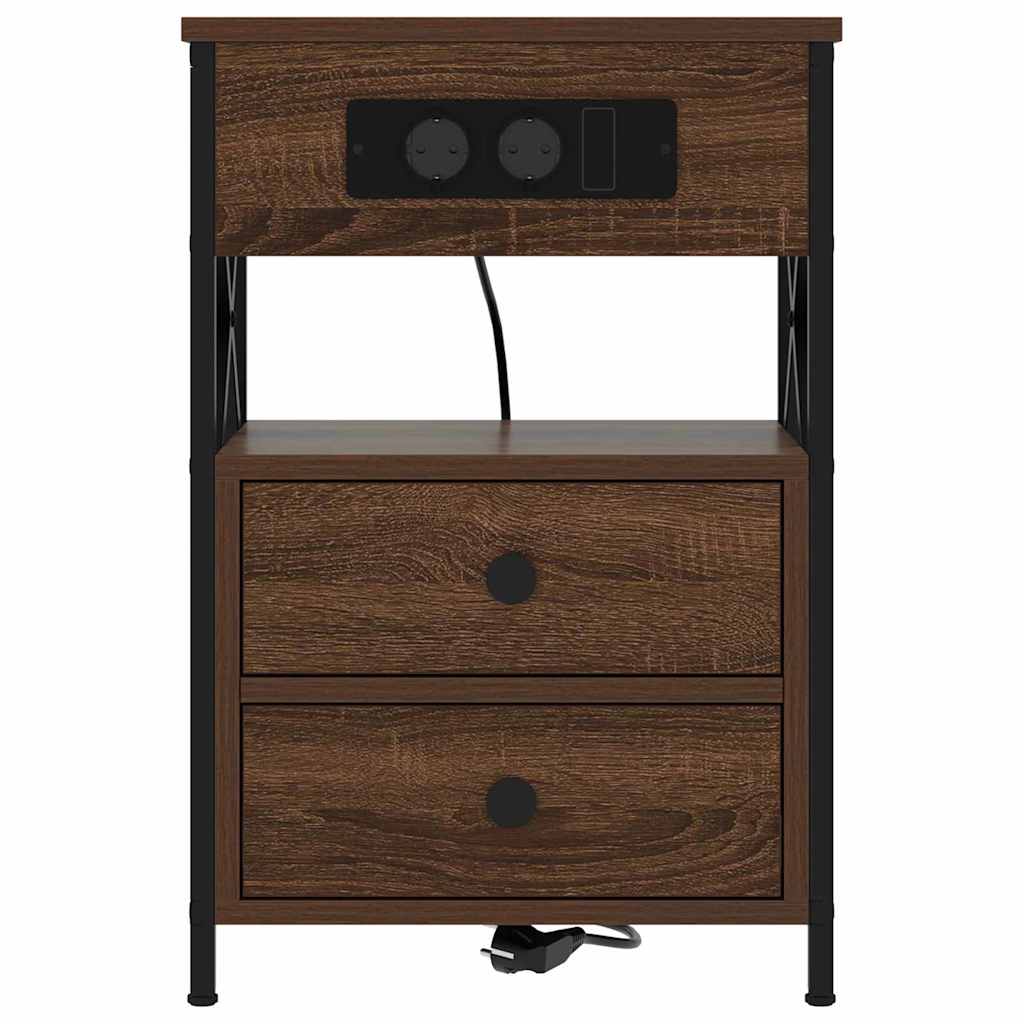 Nightstand Set of 2 Brown Oak Effect 40 X 31 X 60 Cm