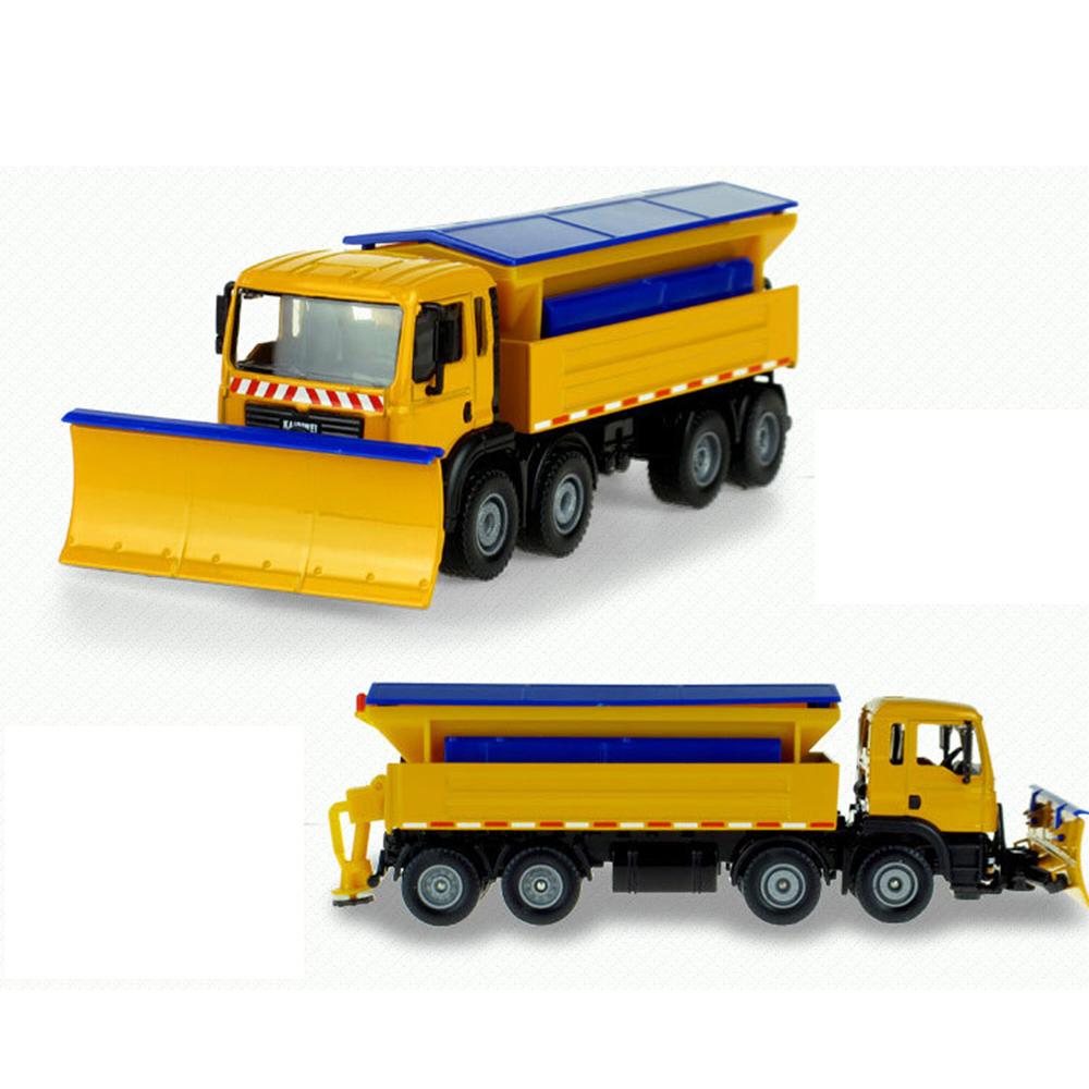 1/50 Toys Car Alloy Model Diecast Snow Sweeper Winter Service Vehicle Removable Cover 8 Wheel Cleaner Tractor Diecast Hobby