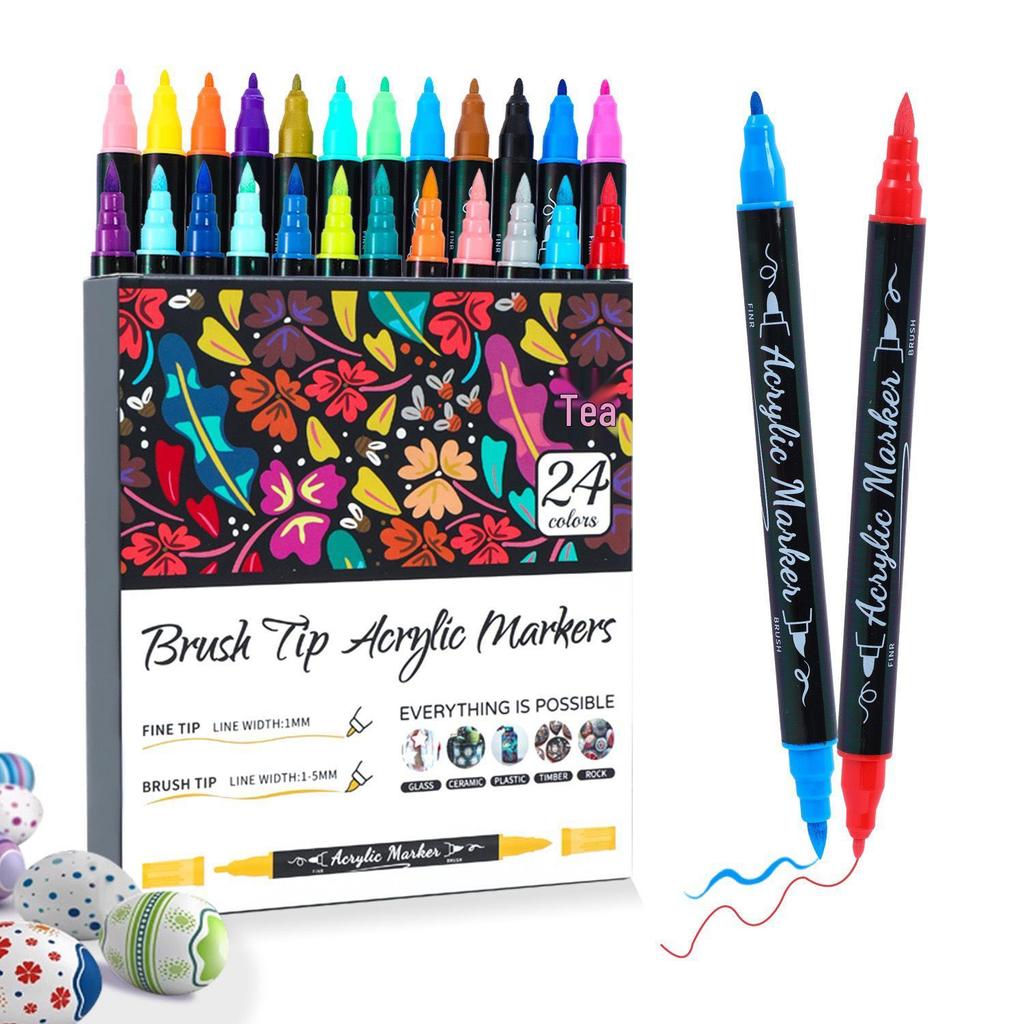 Double-Headed Acrylic Marker: Layered Doodle Pen Tip, Quick-Drying, Waterproof, Colored Marker.