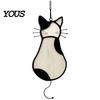 Cat Back Shape Decoration Acrylic Pendant, with Metal Hanging Chain, Stained Glass Effect Silhouette Window Pendant Decoration, for