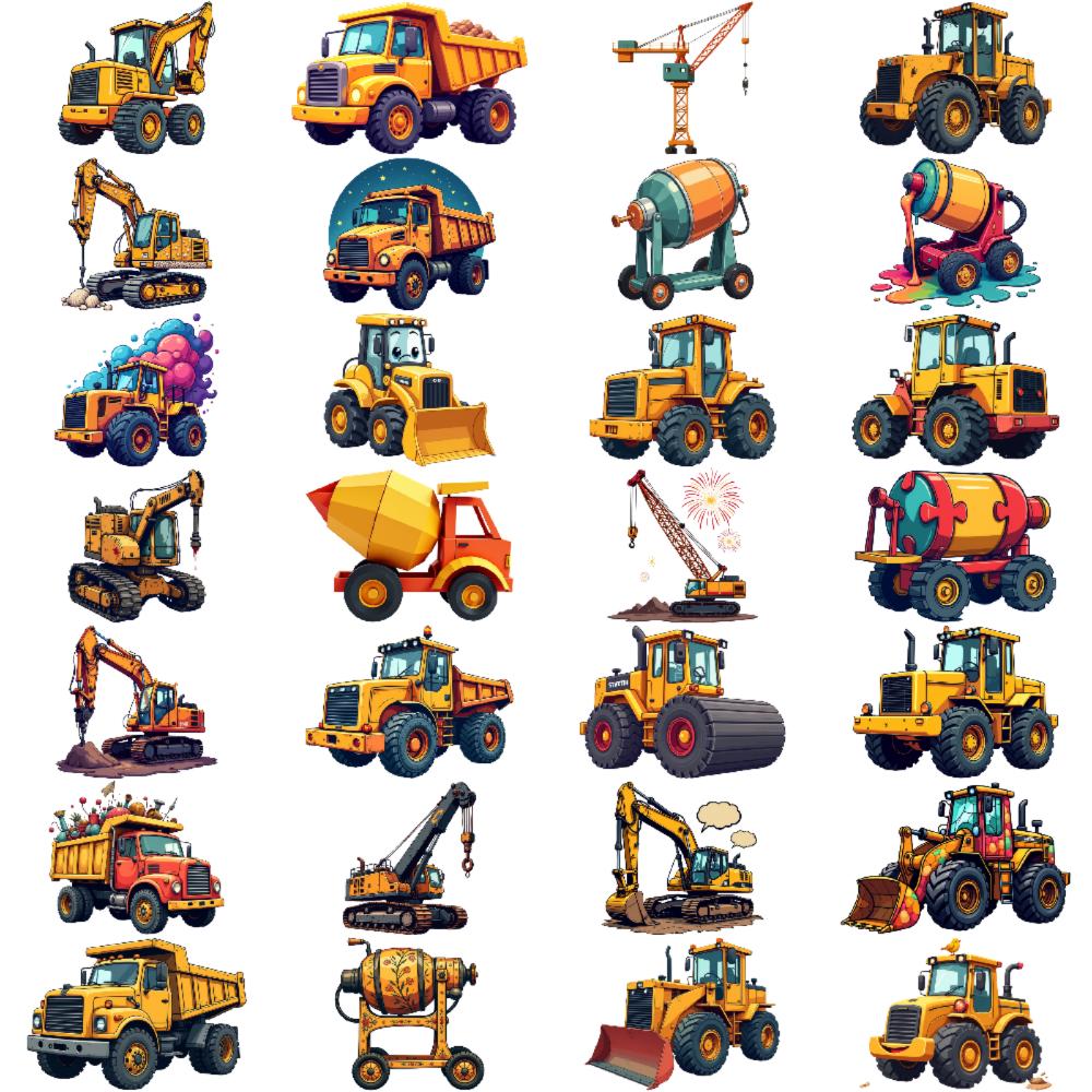 28pcs Cartoon Truck Tattoo Stickers Waterproof Temporary Tattoos for Boys Girls Body Art Arm Semi Permanent Tattoo Sticker Gifts