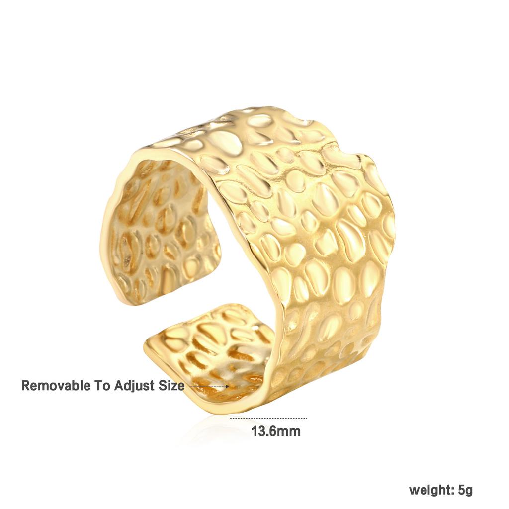Fashion Hollow Geometric Adjustable Open Ring High-End Gold Tone Ring