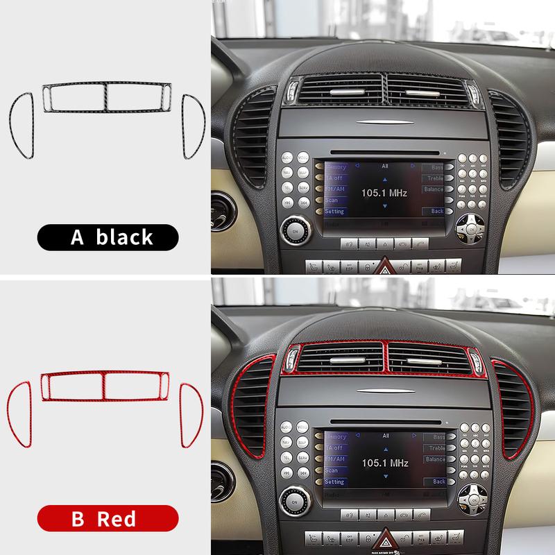 For Mercedes Benz SLK R171 2004 2005 2006 2007 2008 2009 2010 Central Air Outlet Real Soft Carbon Fiber Trim Sticker Accessories