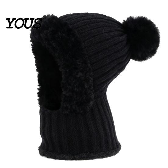 Full Face Coverage Mask for Winter Windproof Balaclava, Knitted Ski Hat, Fleece Lined Knit Hat with Cold Weather Headgear Commuting Pompom, Cozy Neck