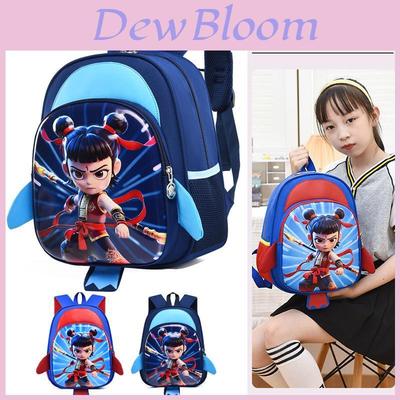 Nezha Kids School Backpack With Oxford Fabric Cartoon Design For 3-6 Year Old Boys And Girls