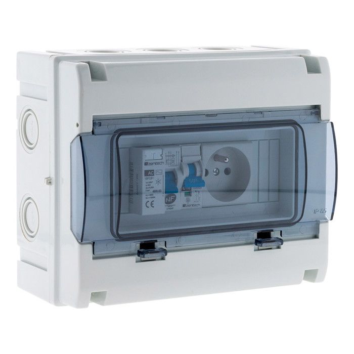 Waterproof electrical enclosure ip65 8 modules equipped + accessories - zenitech