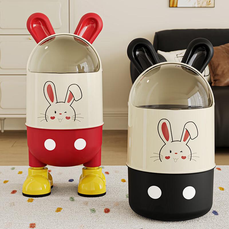 Huinizy Cartoon Rabbit Ear Flip-Top Trash Can