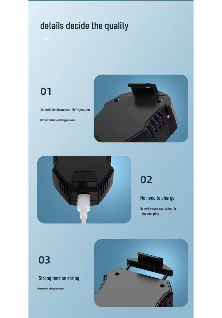 2025L-01 Mobile Phone Cooler: Instant Refrigerating Back Clip for Gaming with Three-Second Cooling.
