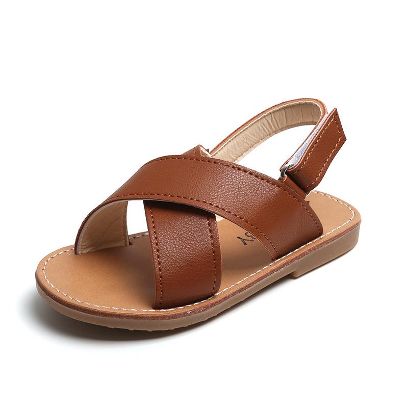 Korean Style Velcro Sandals for Girls - 2026 Summer Casual Open Toe Beach Shoes for Kids