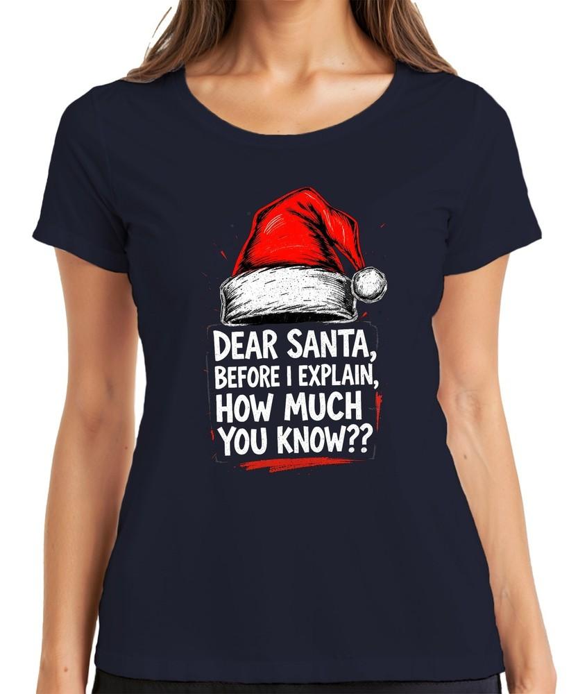 Dear Santa Before I Explain How Much Funny Christmas Hat Ladies Tshirt S