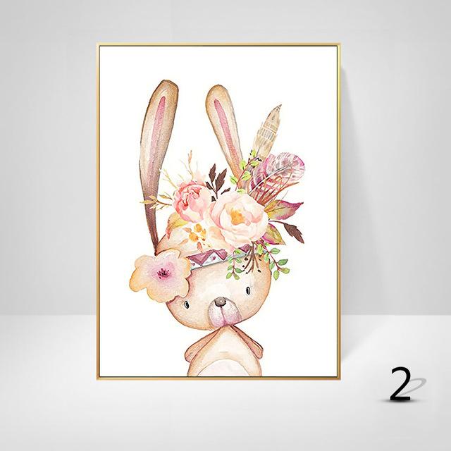 

Милое мультяшное животное, подвесная картина, олень, слон, кролик, медведь, украшение, детская комната, живопись, скандинавская картина маслом, стена 21*30cm