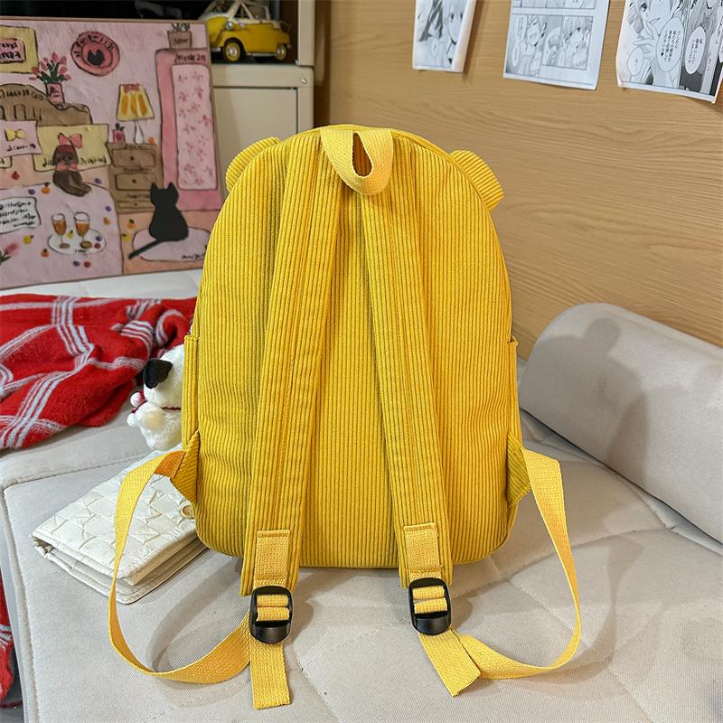 Cute Corduroy Backpack for Women & Girls – Adorable Bear Design Mini Backpack with Paws & Face, Perfect for School, Travel, and Daily Use
