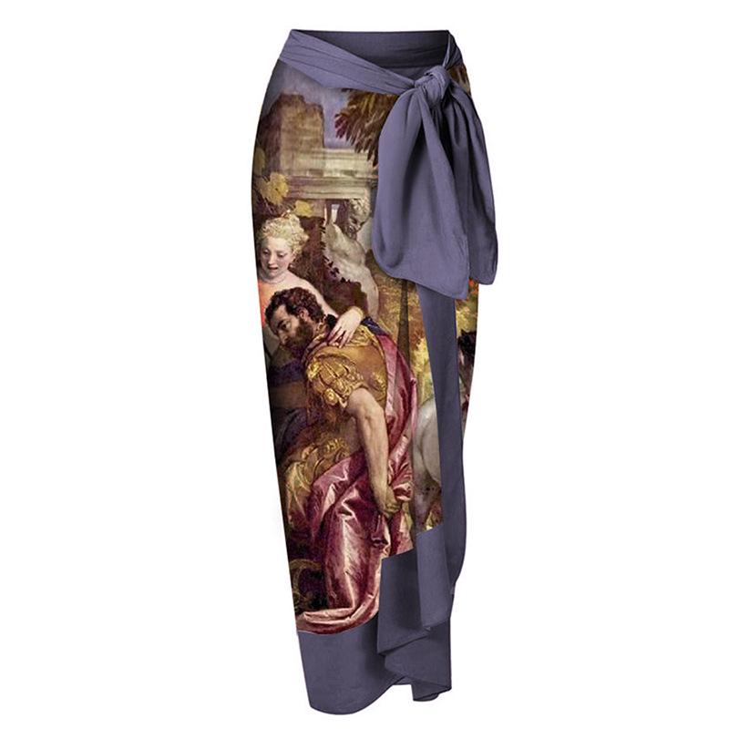 

Европейская и американская юбка миди с принтом: Повседневное пляжное платье для отпуска с завязками 22067114 One Size хаки