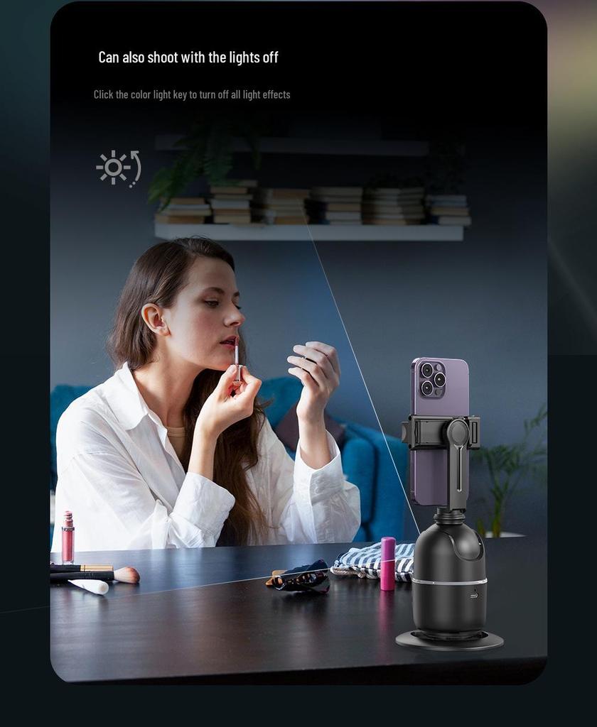 Smart P03 AI Gimbal Stabilizer: 360° Face Tracking, Anti-Shake for Live Streaming & Photography