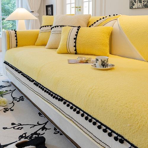 Zimowa Pluszowa Pogrubiona Ciepła Ręcznik na Sofę Prosty i Antypoślizgowy Zimowa Skórzana Pokrowiec na Sofę Domowy Pełne Pokrycie Tkaninowy Ręcznik