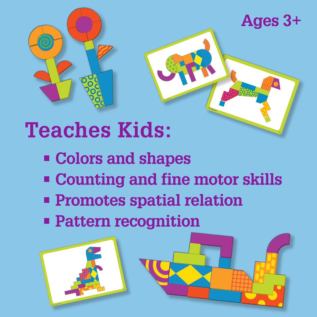 MindWare Wooden Imagination Patterns, Create Shapes with Magnetic Pieces, 68210, Authentic