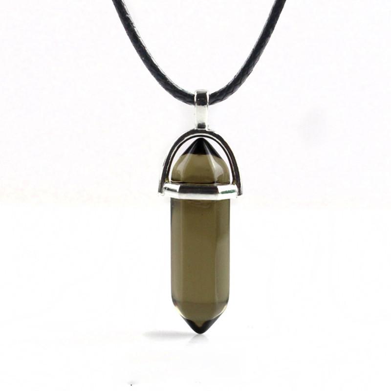 Hermoso Collar de Piedra de Cristal Natural con Colgante Hexagonal Único para Curación