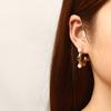Retro Diamond-set Pearl Stainless Steel Earrings Light Luxury Asymmetrical Trend C-Shaped Women's Earrings