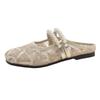 Mesh breathable bag head half slippers women's new summer wear fashion flat bottom French Mary Jane sandals tide