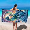 Fantasy Dragon Design Polyester Beach Towel, Quick Dry Woven Machine Washable Contemporary