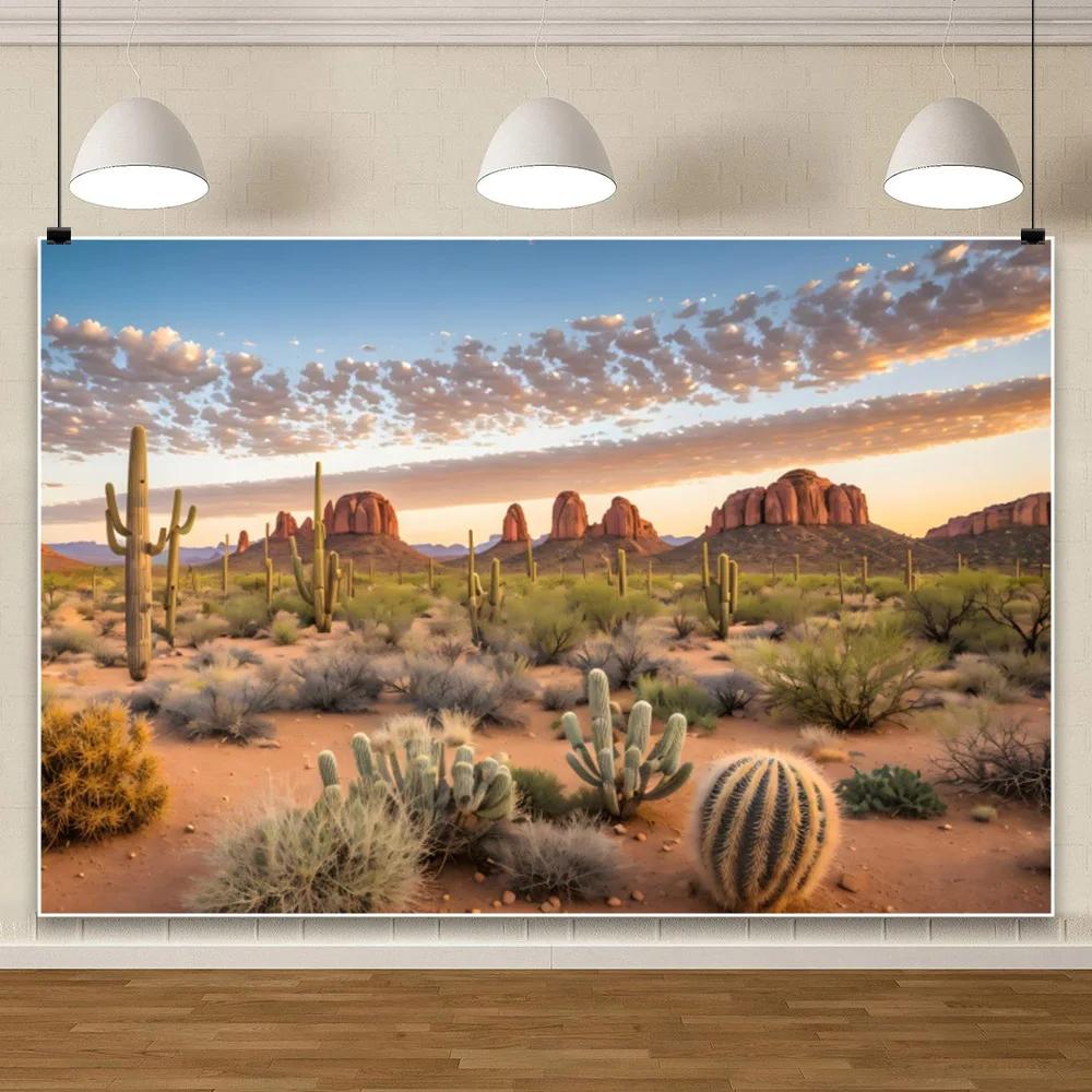 Desert Landscape Rocky Mountains Photography Background Reptile Habitat Immortal Palm Sun Oasis Natural Background Poster