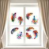 Watercolor Feather Flower Pattern Window Sticker, Transparent Electrostatic Adhesion Glass Decal, Waterproof Scratch-Resistant Decorative Film
