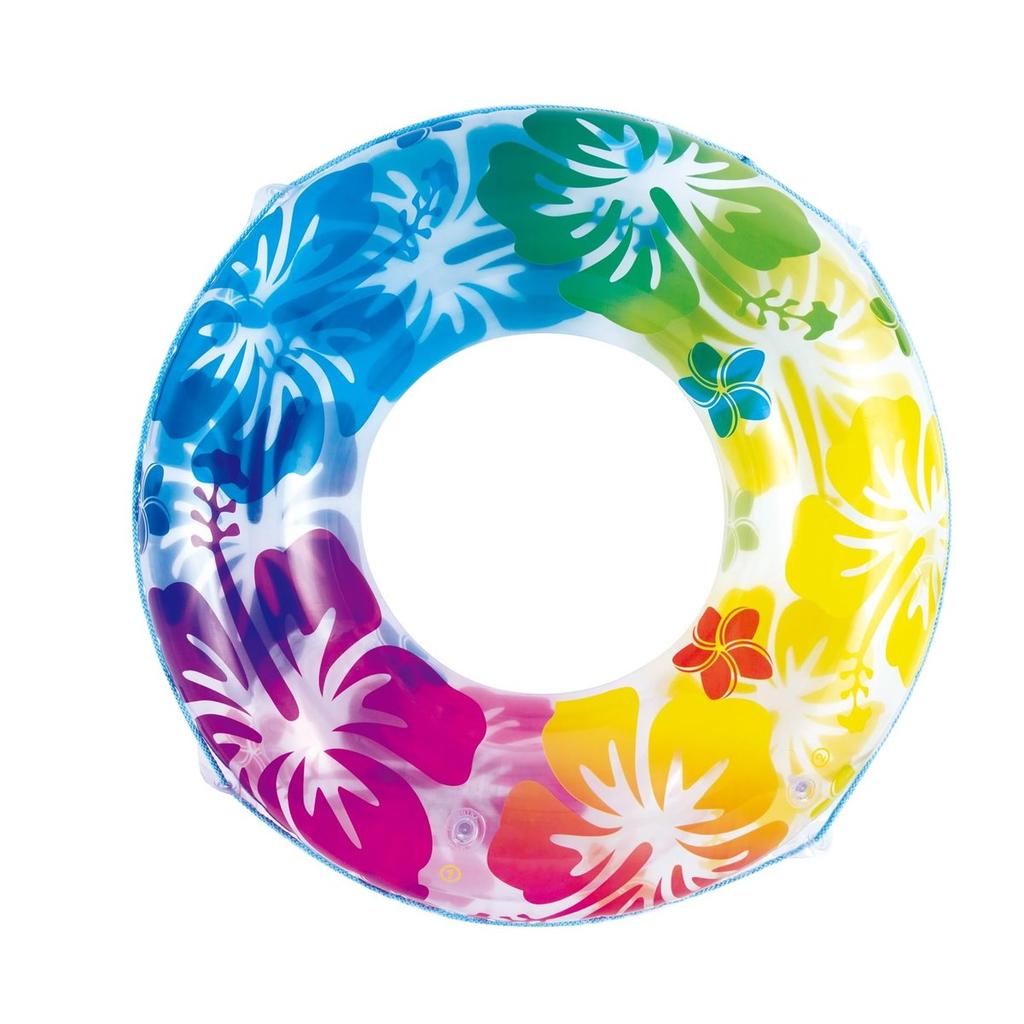 Livlight Tokyo Rosoku Inflatable Swim Ring 100cm Clear Rainbow Hibiscus ST Mark Approved Float