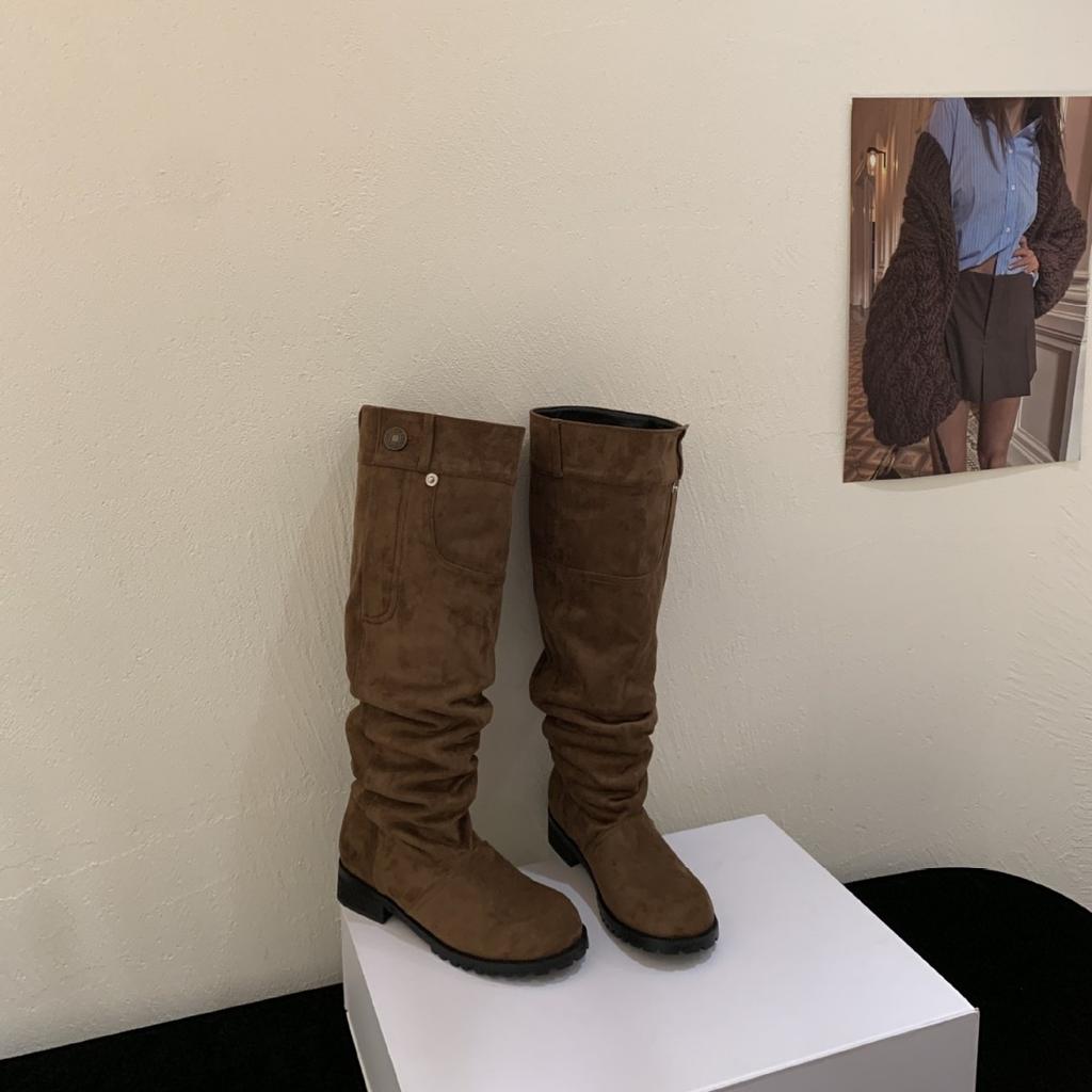 Thick heel French retro knee boots women's boots autumn and winter new tall stacking boots