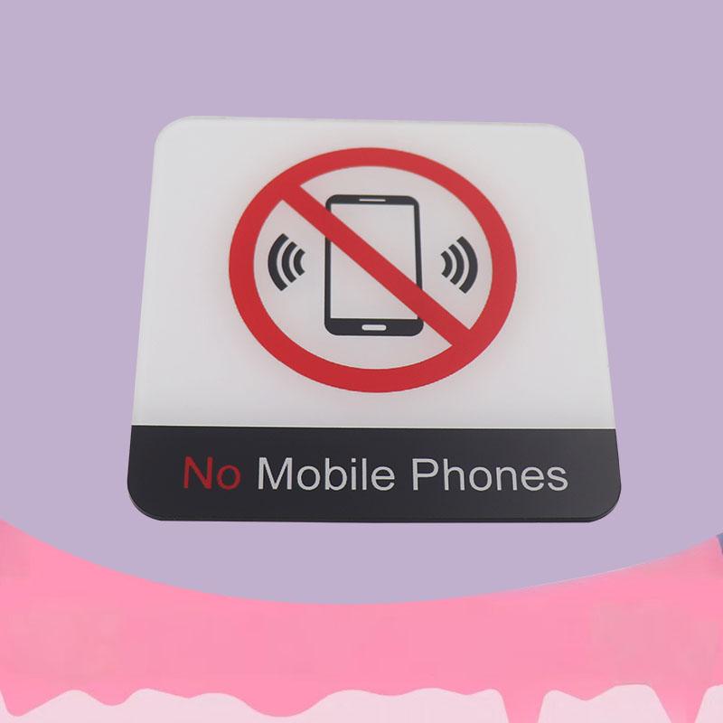 No Mobile Phones Signs Sticker Public Place Logo Acrylic Wall Stickers Prohibition Badge Notice Store Inside Warning Plaque