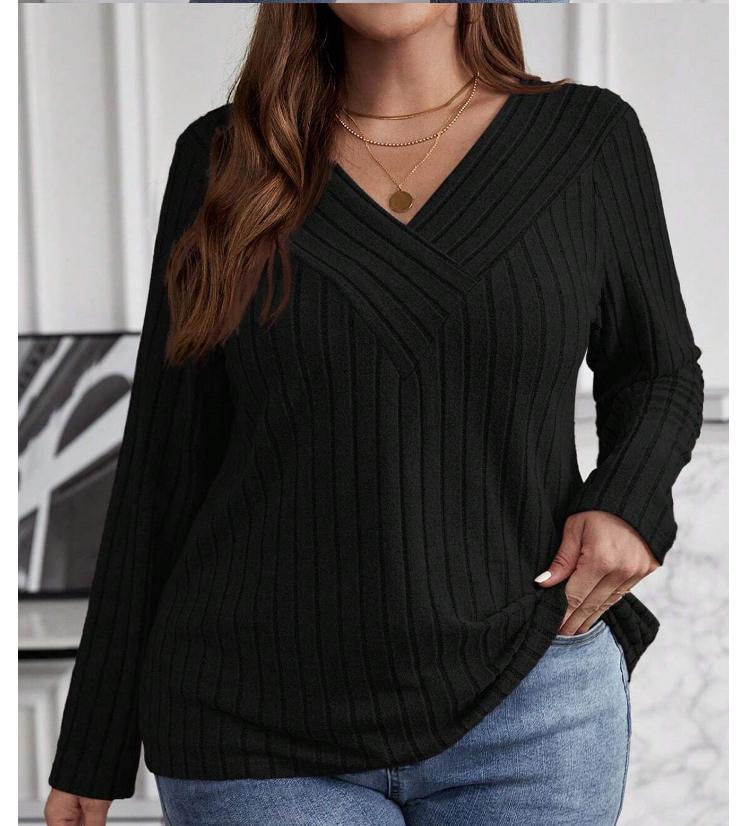 

Elegant Casual Woman T-Shirt Fashion Loose T-Shirt Woman Temperament Long Sleeve T-Shirt Holiday Weekend XL чёрный