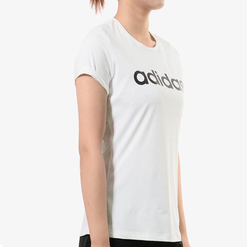 Adidas T Shirts Women's White Crew Neck Thin Straight Fit DU2080