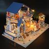 Wooden Mini Doll Houses Kit 3D Puzzle Assembly Building Model Toys Home Bedroom Decoration With LED Light Dollhouse For Kid Gift