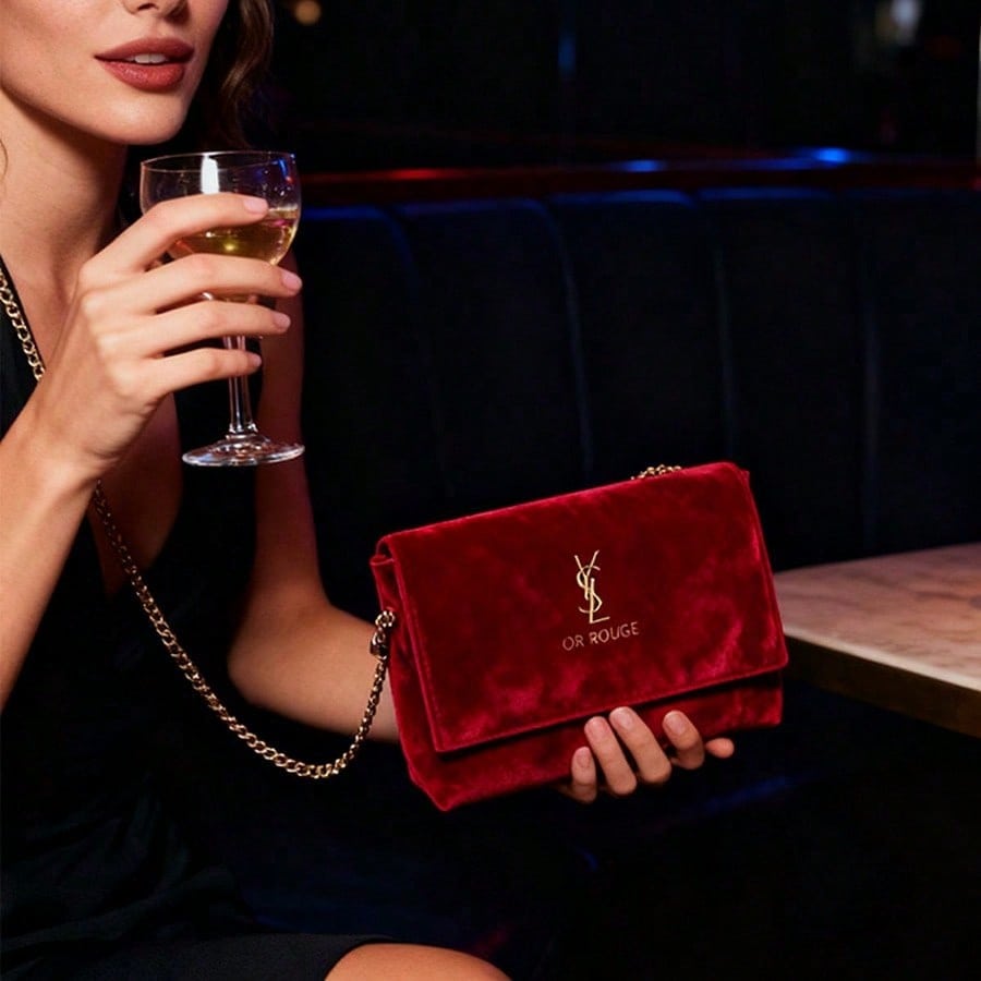 Rote Klappe Make-up Umhängetasche - Premium Leder Make-up Tasche, Luxus Aufbewahrungstasche