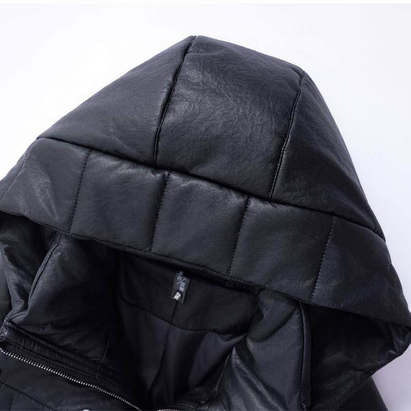 Woman Leather Jacket Winter Long Parkas Hooded Elegant Thick Warm Female Faux Sheepskin Coats