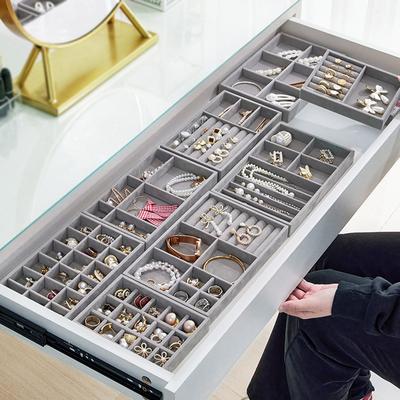 Velvet Jewelry Display Tray Case Stackable Exquisite Jewellery Holder Portable Ring Earrings Necklace Organizer Box  S