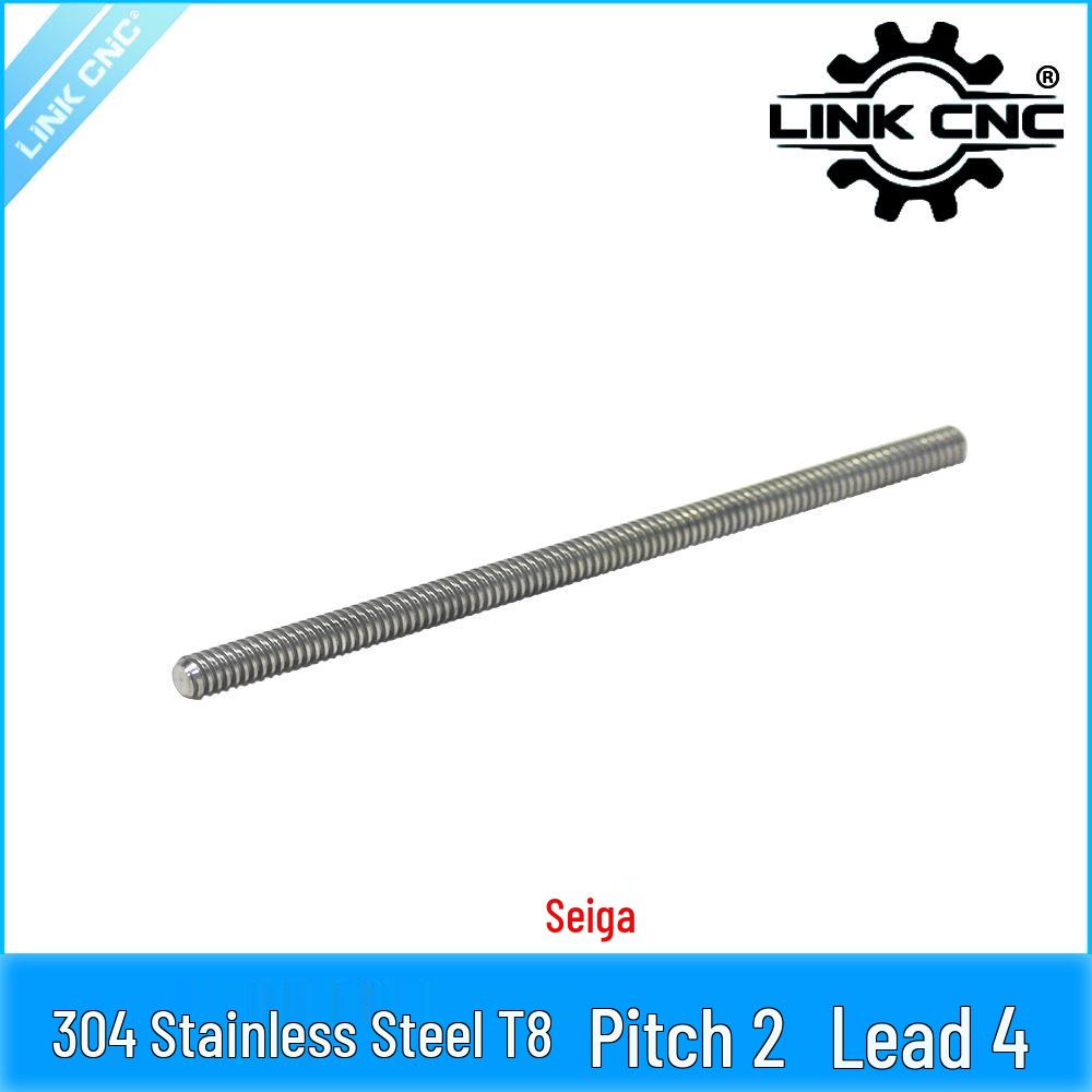 CNC 304 Stainless Steel T8 Trapezoidal Lead Screw, 2mm Pitch, 4mm Lead 66mm (1 piece, standard thread)