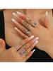 21PCS Creative Retro Butterfly Heart Ancient Silver Ring Fashionable Flower Snake-Shaped Geometric Multi-Piece Set, Suitable For
