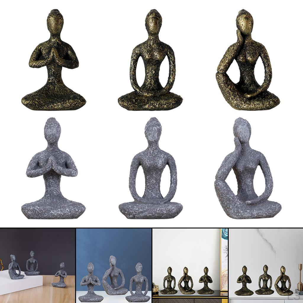Decor, Yoga Pose Statue Home Decoration, Figurine for Spiritual Room 3pcs Gift