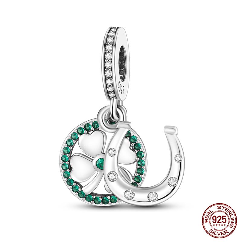 925 Lucky Clover Charm Beads Fit 3mm Sterling Silver Bracelet DIY Ladies Birthday Gift