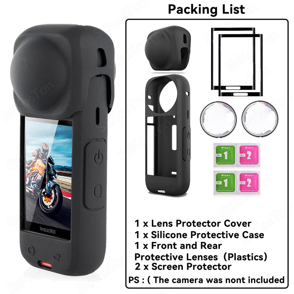 For Insta360 X5 X4 Soft Silicone Lens Protective Cover Panorama Camera Lens Cap Screen Protector For Insta 360 X4 X5 Accessories