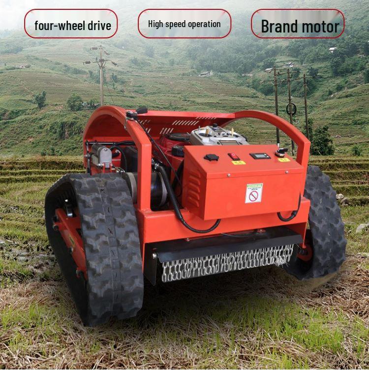 Remote Control Crawler Slope Mower: Four-Stroke Lawn Trimming & Weeding Machine