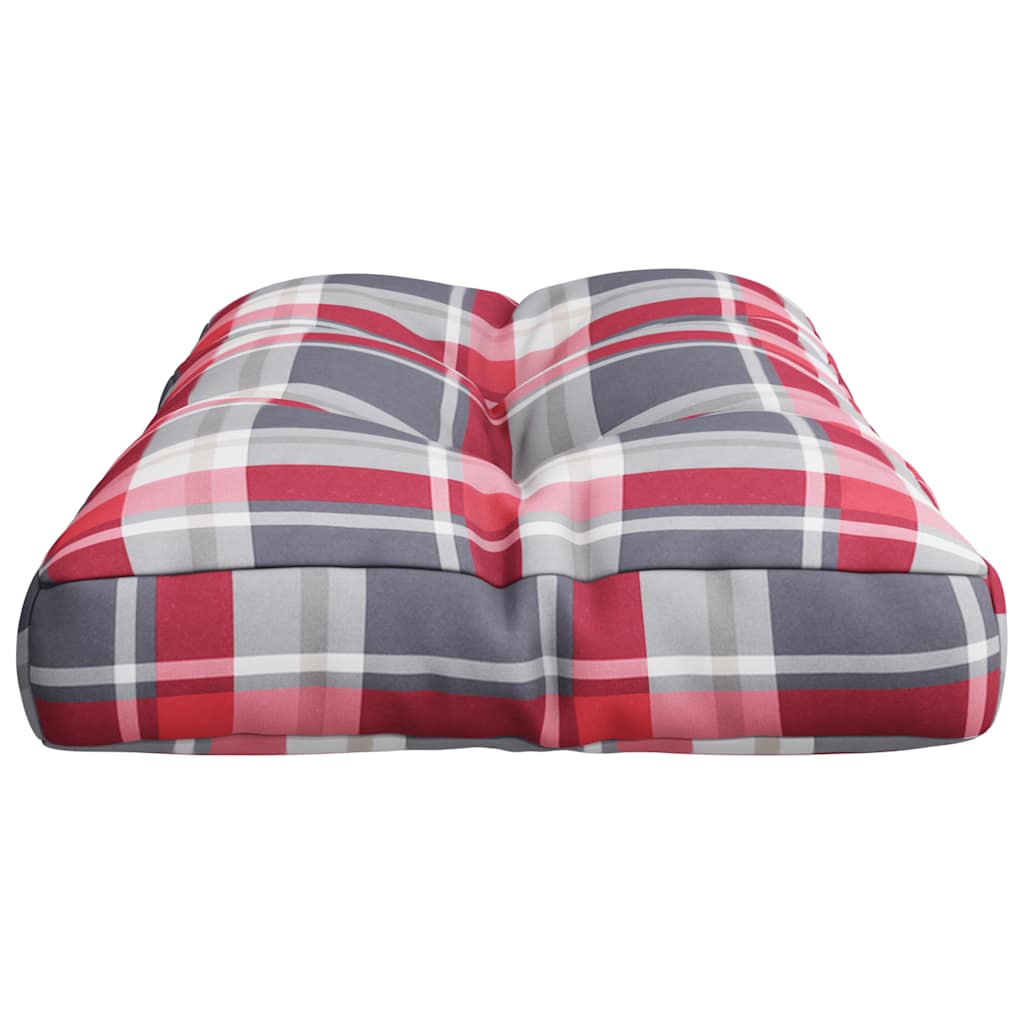 Pallet Cushion Red Checkered Pattern 70 X 40 X 12 Cm Fabric