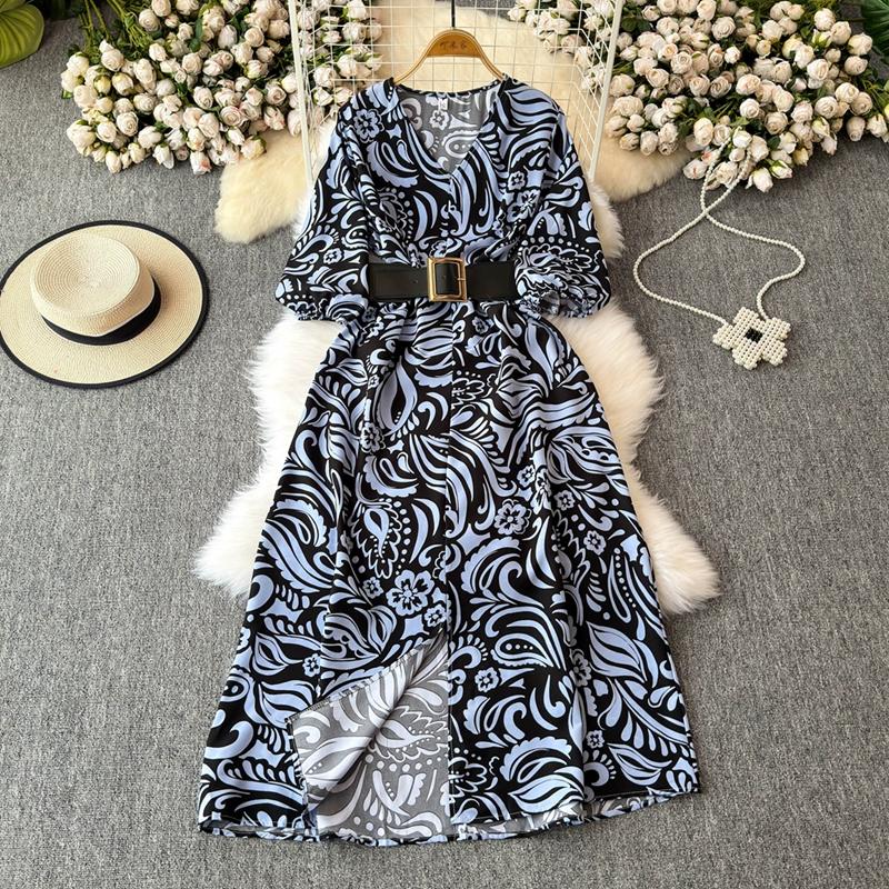 

Французский стиль, длинное летнее новое женское платье, высококачественная фактура, изысканное платье с V-образным вырезом One size fits all