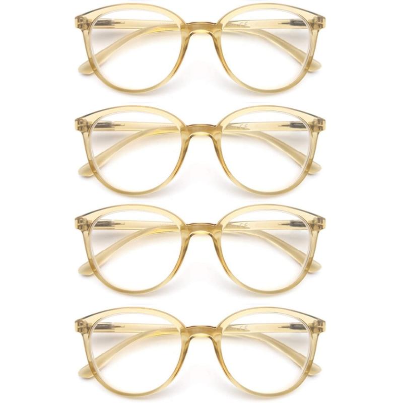 Round Reading Glasses Women Readers Eyeglasses Classic Frame Flexble Plastic Spring Hinge Lightweight Wear With Diopter +1.0~4.0