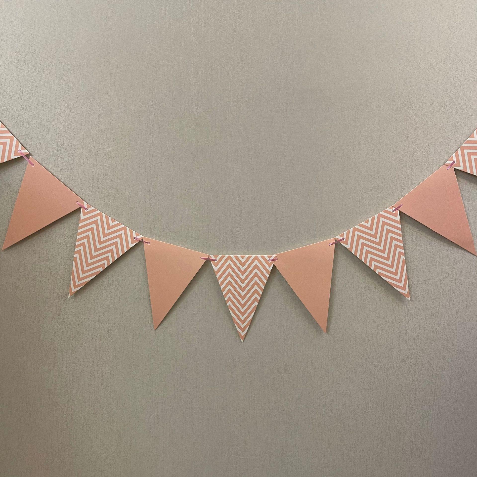 

2Pcs Triangle Pennant Paper String Flag Birthday Party Wedding Home Office Decoration Hanging Banner 2pcs светло-розовый