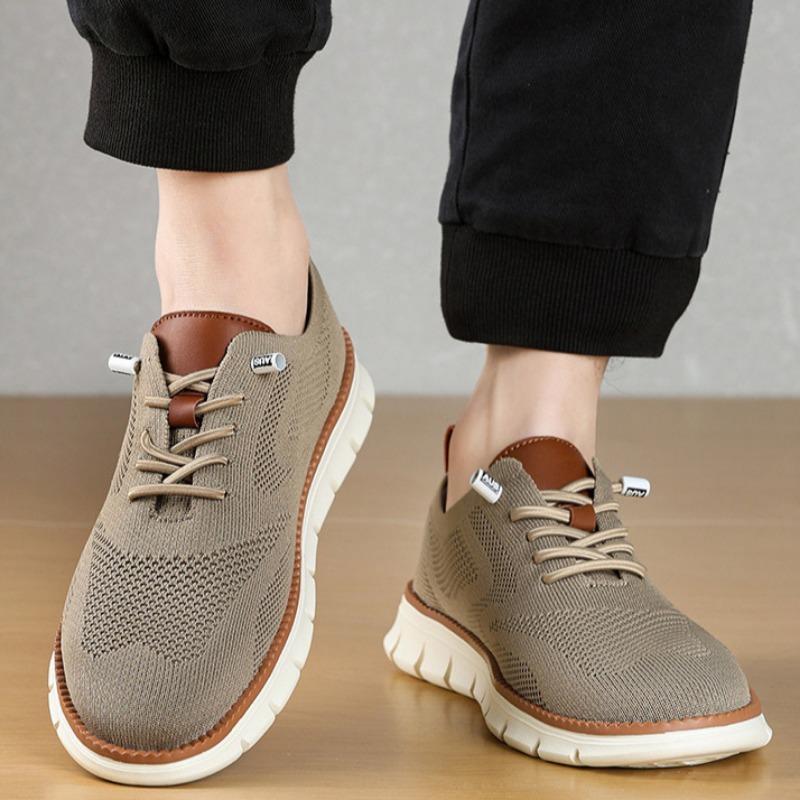 Lightweight Sports Shoes Lace-up Casual Men's Shoes Breathable Flying Woven Loafers