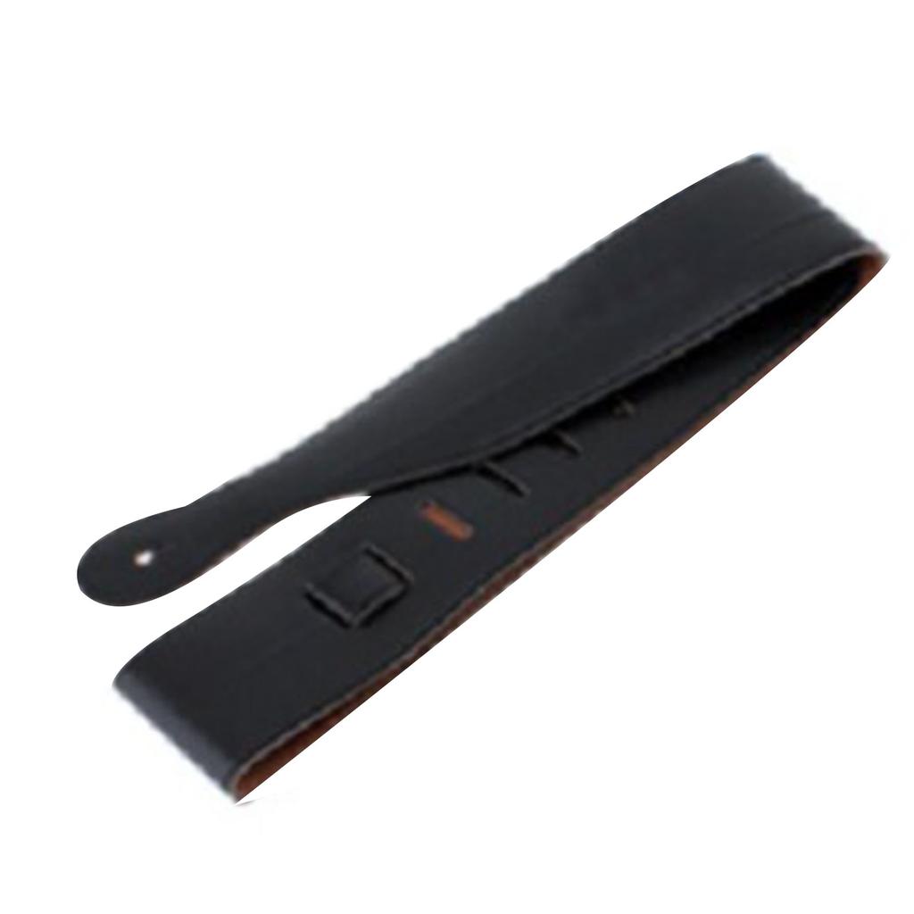 Guitar Leather Strap Black Hand Stitched Edge Adjustable Length Universal Bass Strap for Acoustic